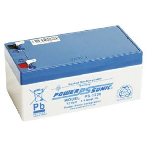 Power Sonic PS-1230VdS PS Series, 12V, 3.4Ah, Sealed Lead Acid Rechargable Battery, 20-Hr Rate Capacity