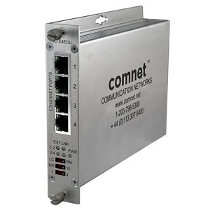 Comnet CLFE4EOUE Ethernet over Copper Extender with Passthrough PoE, 4 Channel