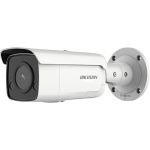 Hikvision DS-2CD2T46G2-ISU/SL Pro Series AcuSense 4MP Strobe Light and Audible Warning IP67 IR IP Bullet Camera, 4mm Fixed Lens, White