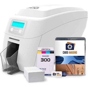 Magicard 3300-0001 300 Single Side ID Card Printer and Supplies Bundle Badge Maker Machine