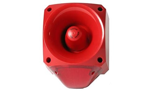 Klaxon PNC-0028 Nexus High Output LED Sounder Beacon 10-60V DC 8-40mA, Red Body and Amber Lens