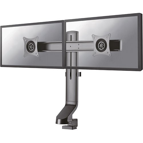 Neomounts FPMA-D860DBLACK Tilt/Turn/Rotate Desk Stand for two 10-27" Monitor Screens, Adjustable, Black